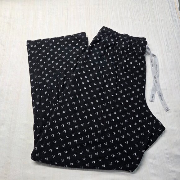 Calvin Klein Sleepwear Small Black White Logo Drawstring Lounge Sleep Pants - Picture 1 of 7